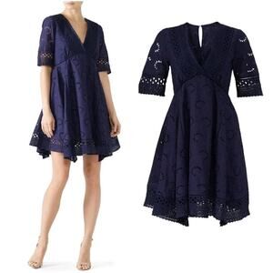 Louna Embroidered Tracy Openwork Eyelet Short Sleeve Summer Dress Size Medium